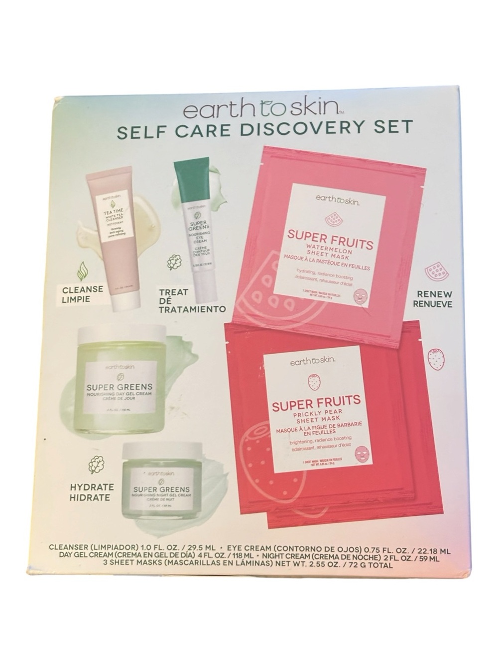 Earth to Skin Self Care Discovery Set -Skincare Kit NIB